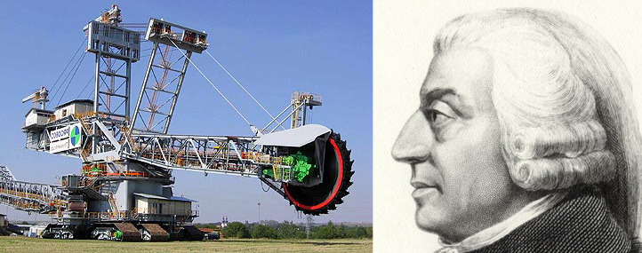 The Bucket Wheel Excavator: Largest Vehicle Ever Built!  Also shown is Adam Smith.