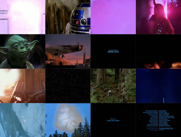 16 image summary of the original Star Wars trilogy