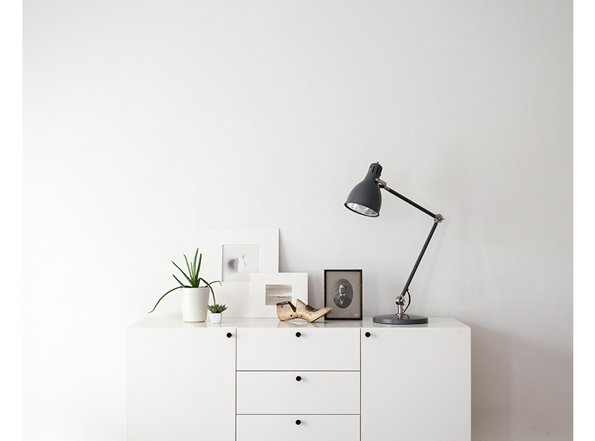 white console with decor